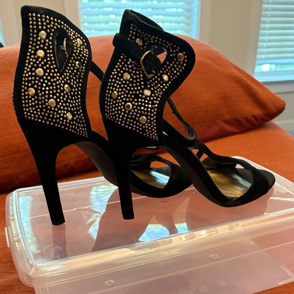 BCBG Black and Gold Studded Heels - Picture 3 of 7